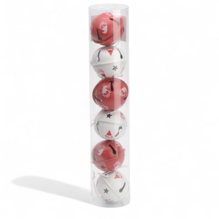 CAMPANELLE METALLO 5CM 6PZ ROSSOBIANCO